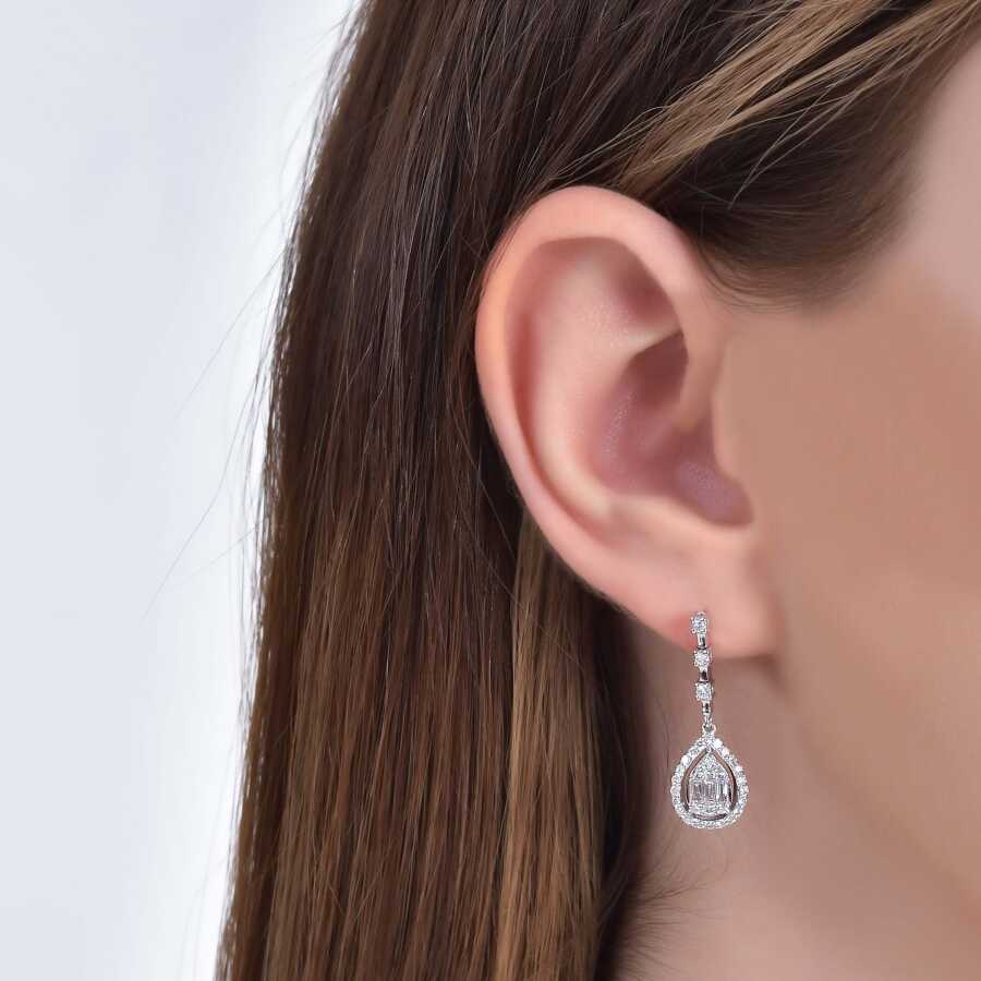 0.37 ct. Diamant Baguette Tropfen Ohrringe
