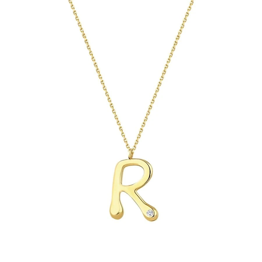 0.02 ct. Diamant R-Buchstabe Halskette