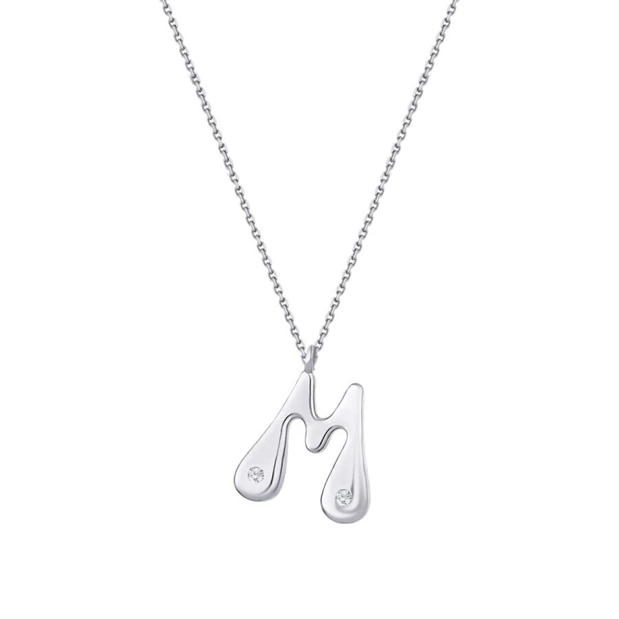 0.04 ct. Diamant M-Buchstabe Halskette