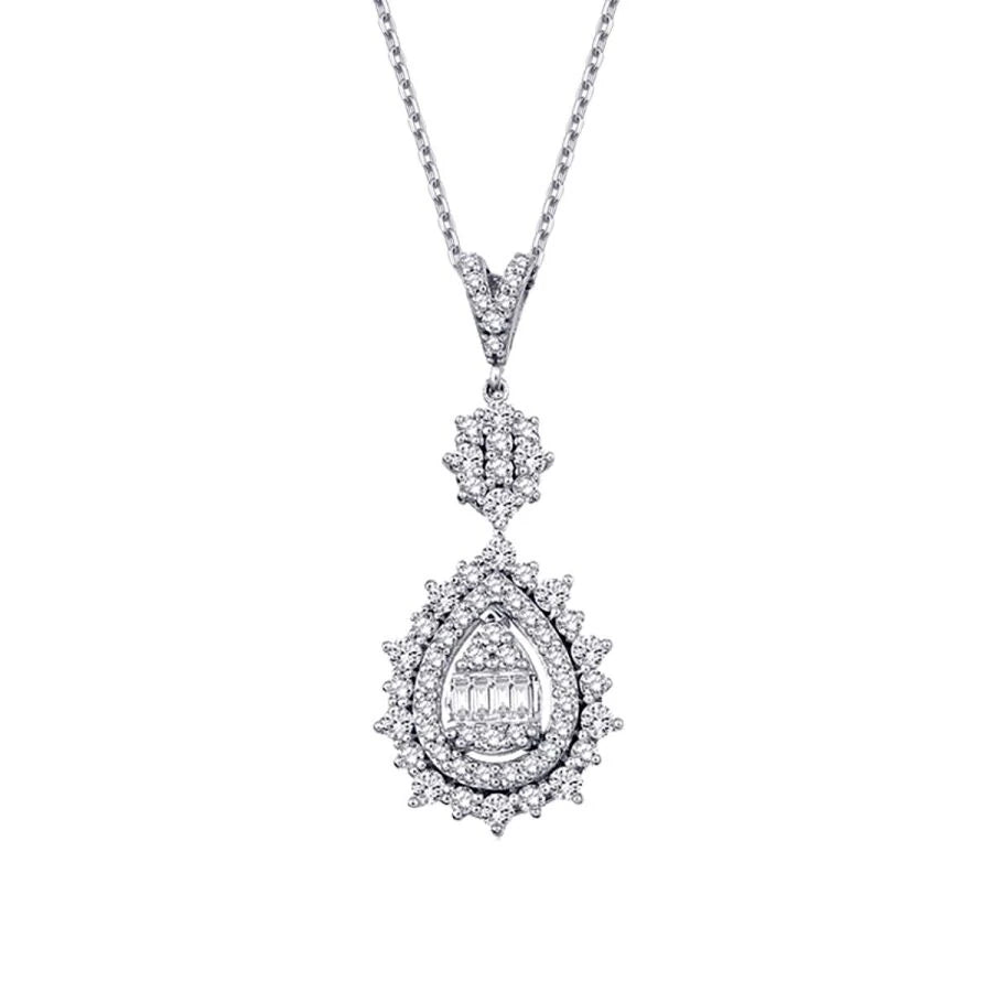 0.79 ct. Diamant Tropfen Baguette Halskette