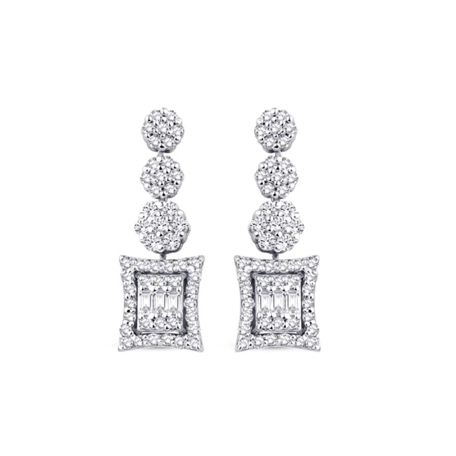 0.40 ct. Diamant Blumen Baguette Ohrringe