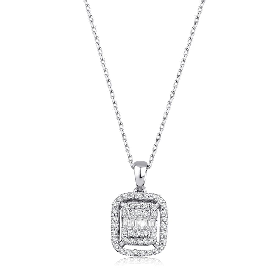 0.16 ct. Diamant Baguette Stein Halskette