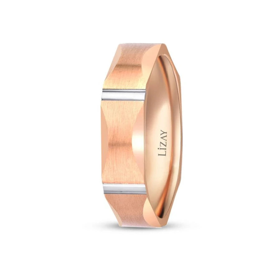 Roségold Gestreifter Ehering