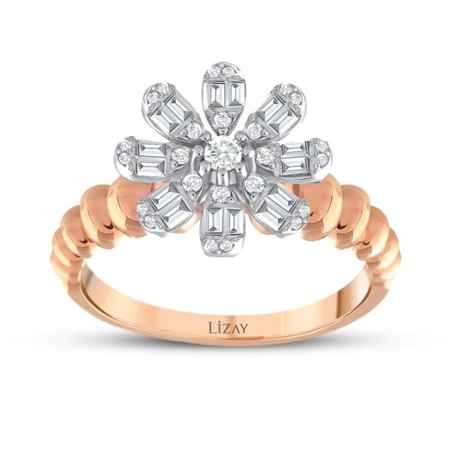 0.31 ct. Diamant Baguette Blumen Ring