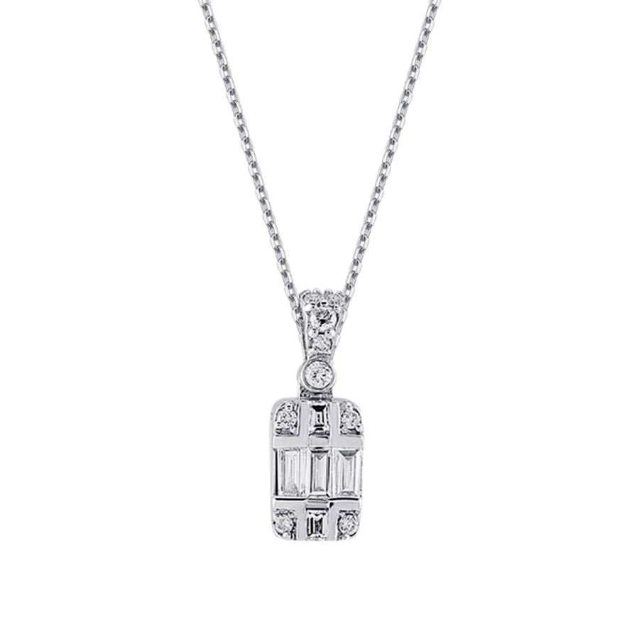 0.16 ct. Diamant Baguette Stein Halskette