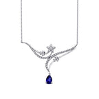 0.86 ct. Diamant Blumen Saphir Halskette