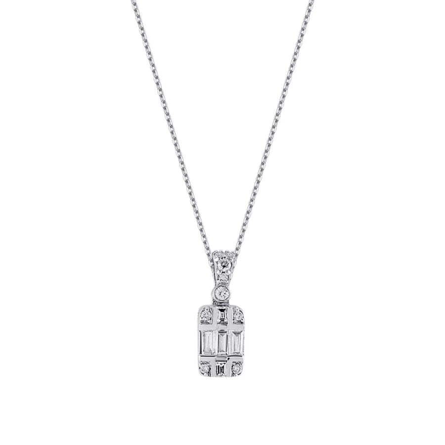 0.16 ct. Diamant Baguette Stein Halskette