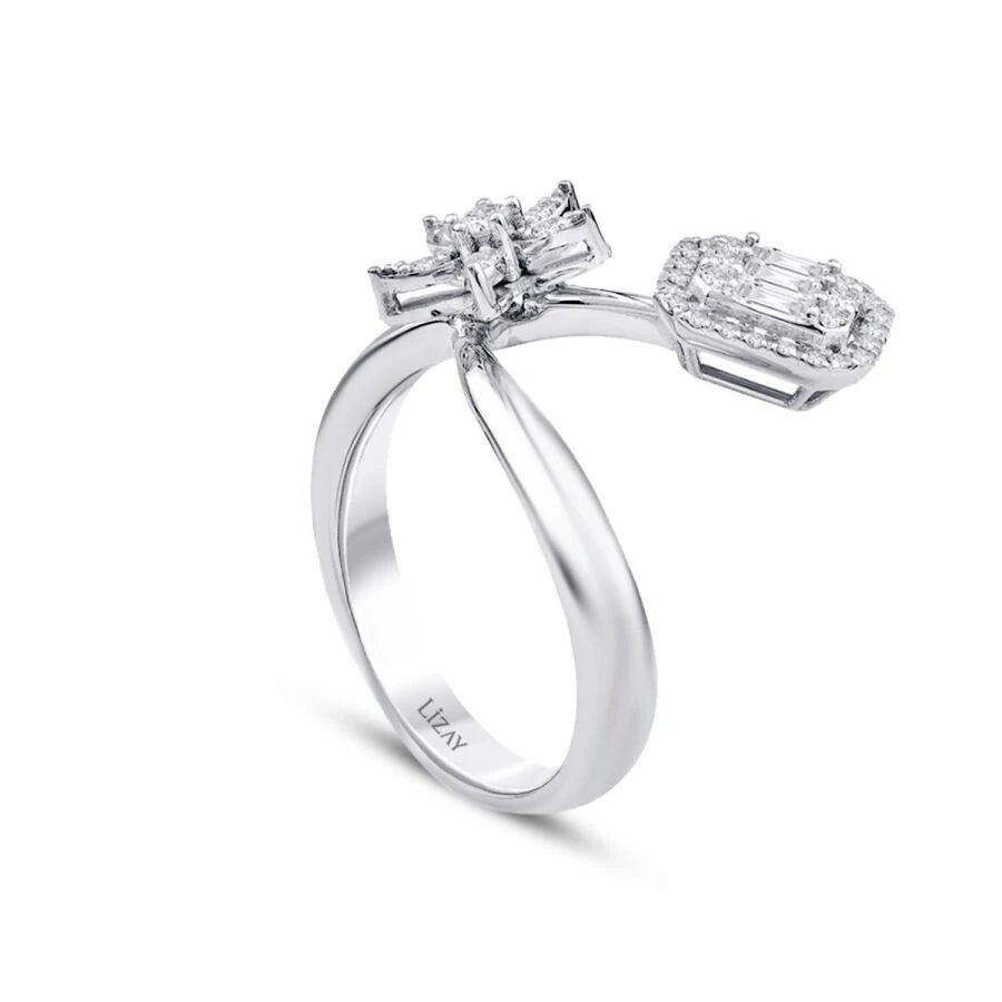 0.44 ct. Diamant Blumen Baguette Ring