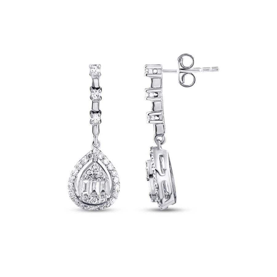 0.37 ct. Diamant Baguette Tropfen Ohrringe