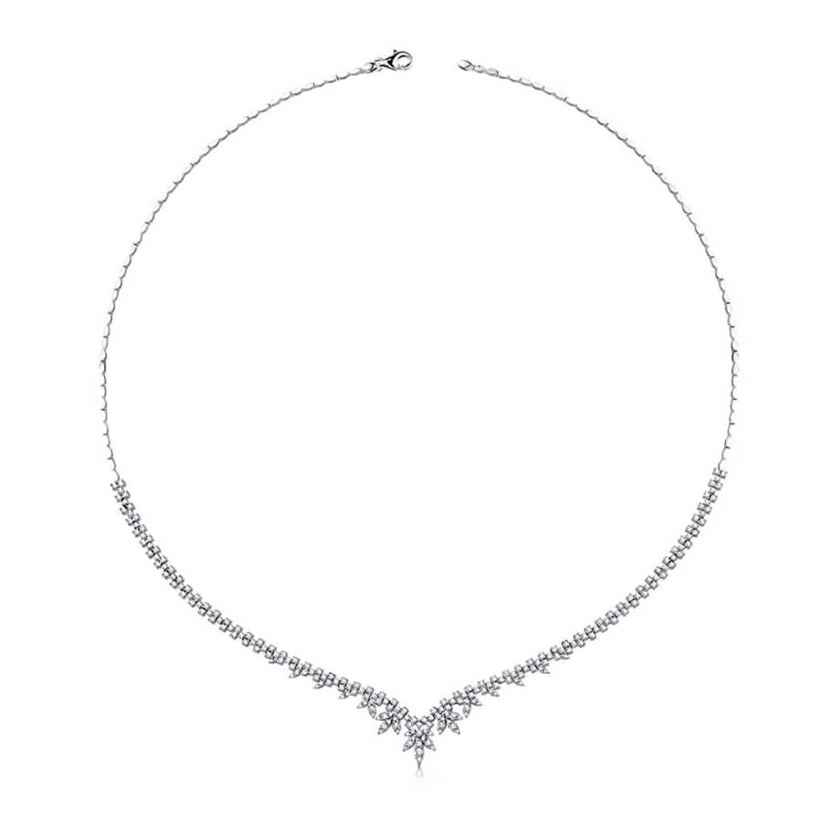 Gold Tennis Halskette mit Blumenmotiv