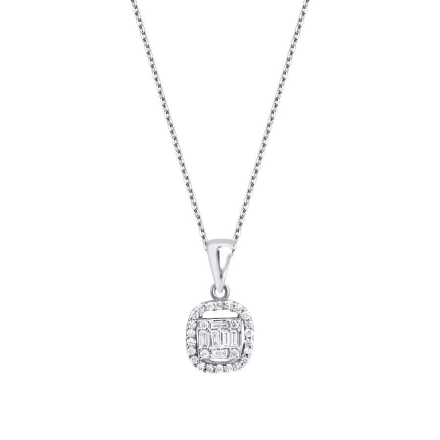 0.16 ct. Diamant Baguette Stein Halskette
