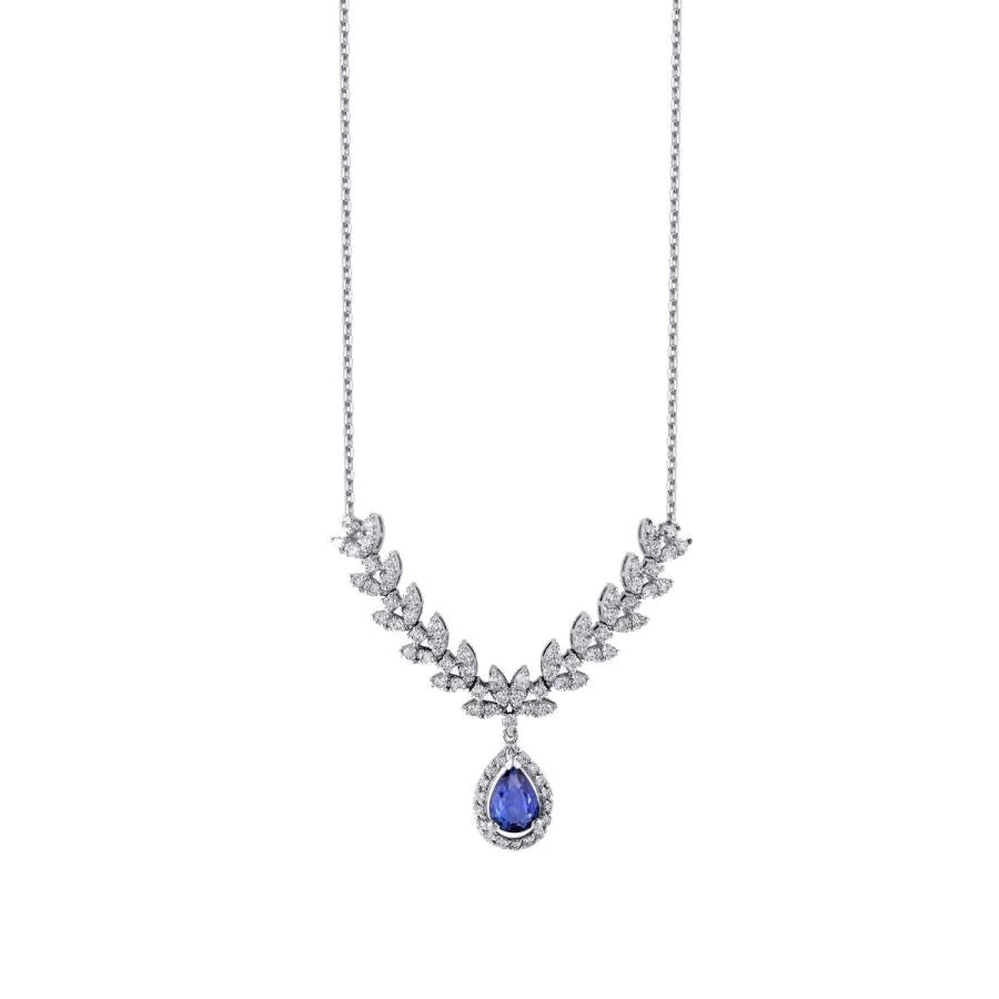 1.20 ct. Diamant Tropfen Saphir Halskette
