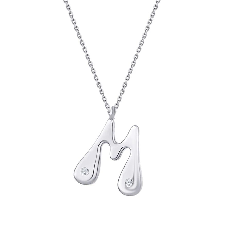 0.04 ct. Diamant M-Buchstabe Halskette
