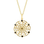 Gold Herren Halskette mit schwarzem Stein und Netzdesign