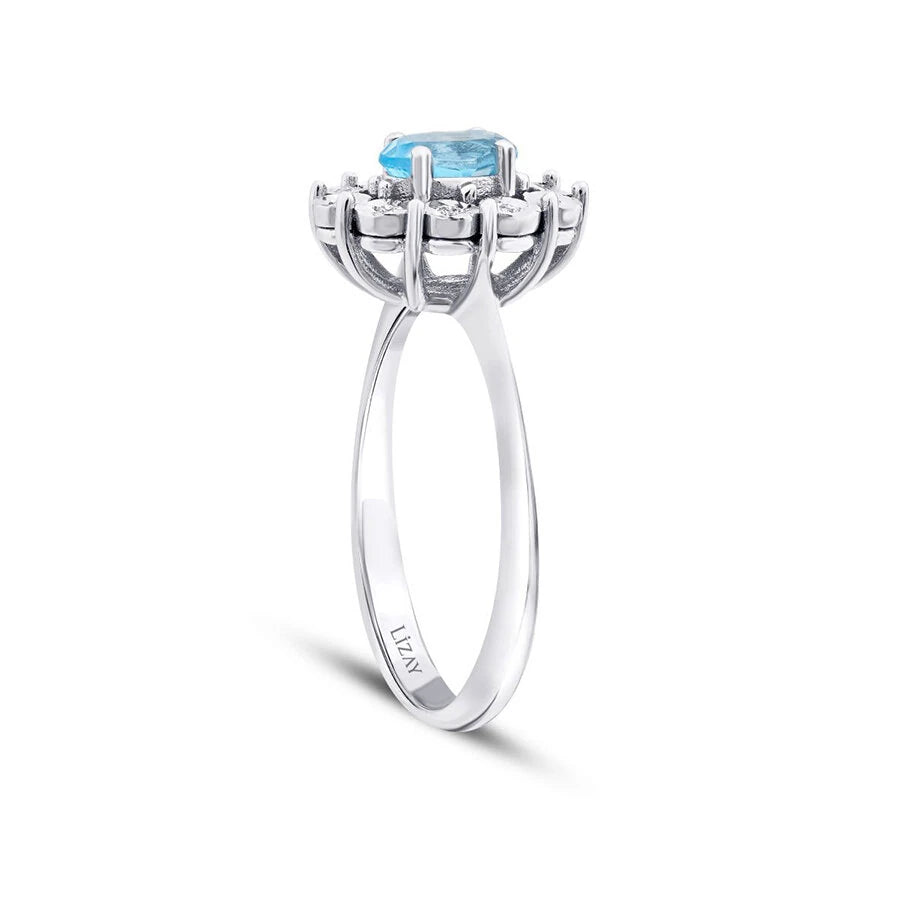 0.60 ct. Diamant Blauer Topas Ring