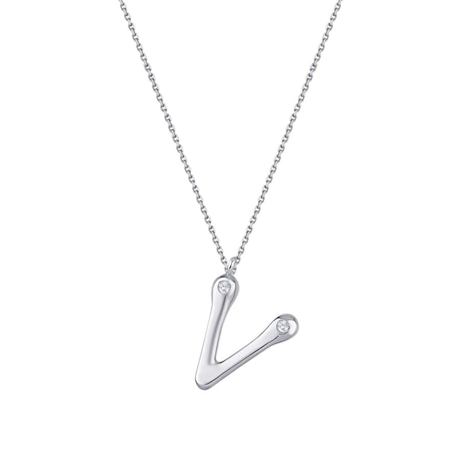 0.04 ct. Diamant V-Buchstabe Halskette