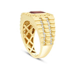 Gold Herren Ring mit bordeauxrotem Stein