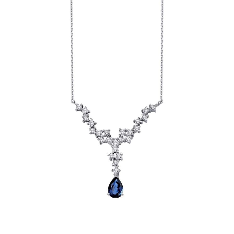0.86 ct. Diamant Tropfen Saphir Halskette