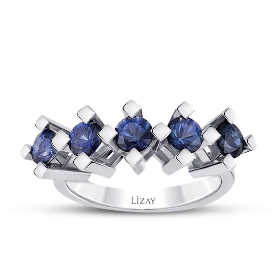 2.71 ct. Fünf-Stein Saphir Ring