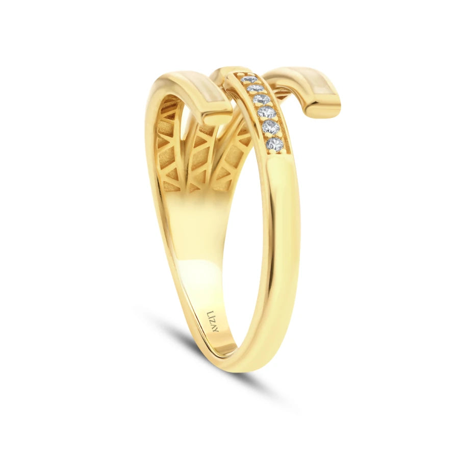 Gold Spiralring mit Emaille