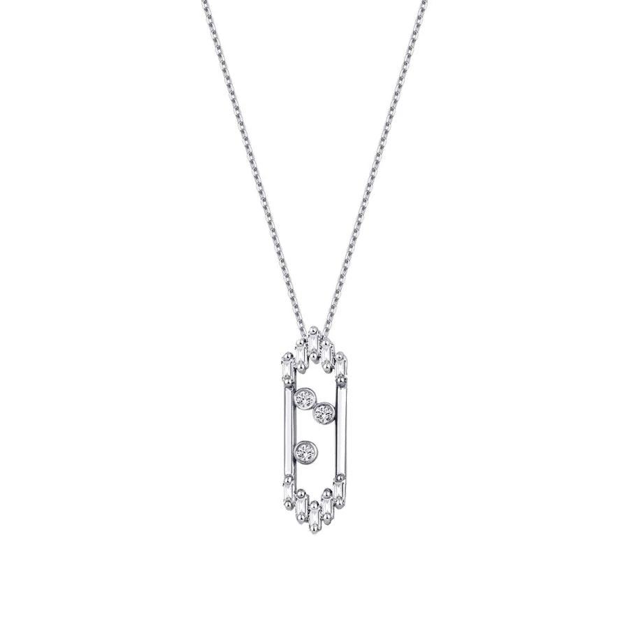 0.09 ct. Diamant Baguette Halskette