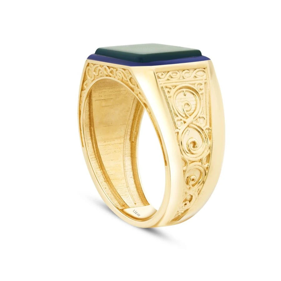 Gold Herren Ring mit farbiger Emaille