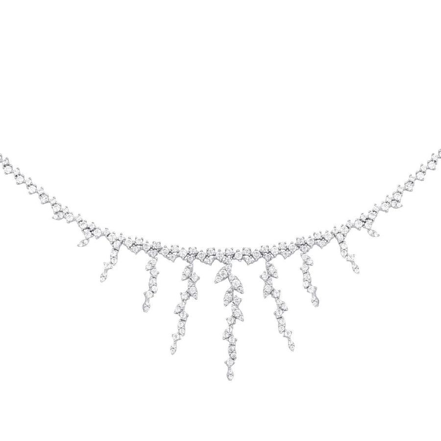 Gold Halskette mit Hängenden Steinen