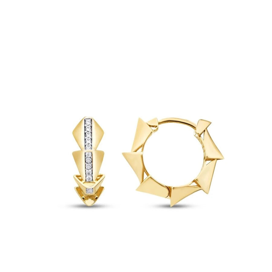 Gold spitze Creolen mit Stein