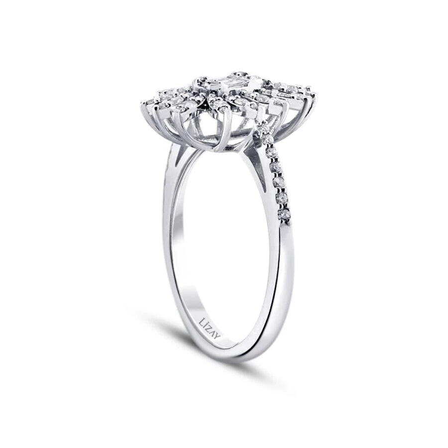 0.48 ct. Diamant Baguette Blumen Ring