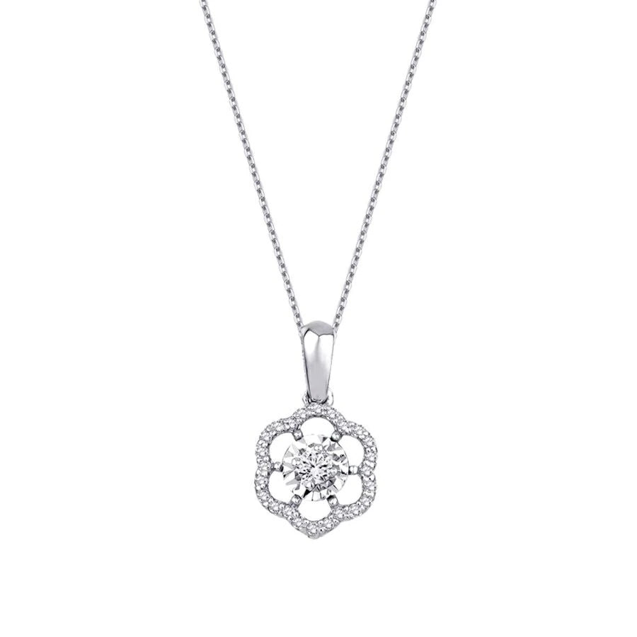 0.15 ct. Diamant Blumen Halskette