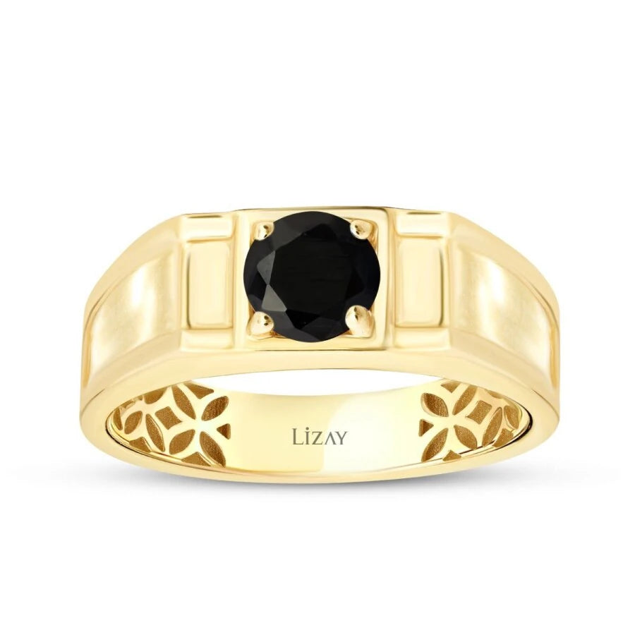 Gold Herren Ring mit schwarzem Stein