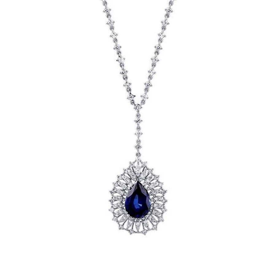 5.24 ct. Diamant Tropfen Saphir Halskette