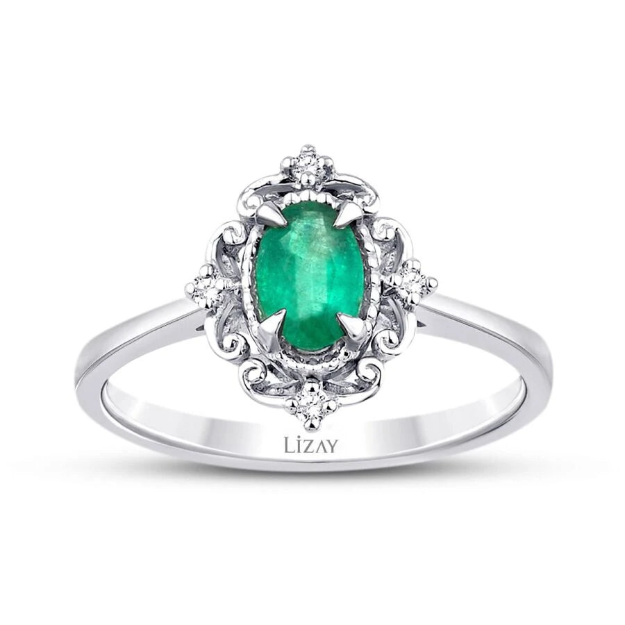 0.35 ct. Diamant Smaragd Ring