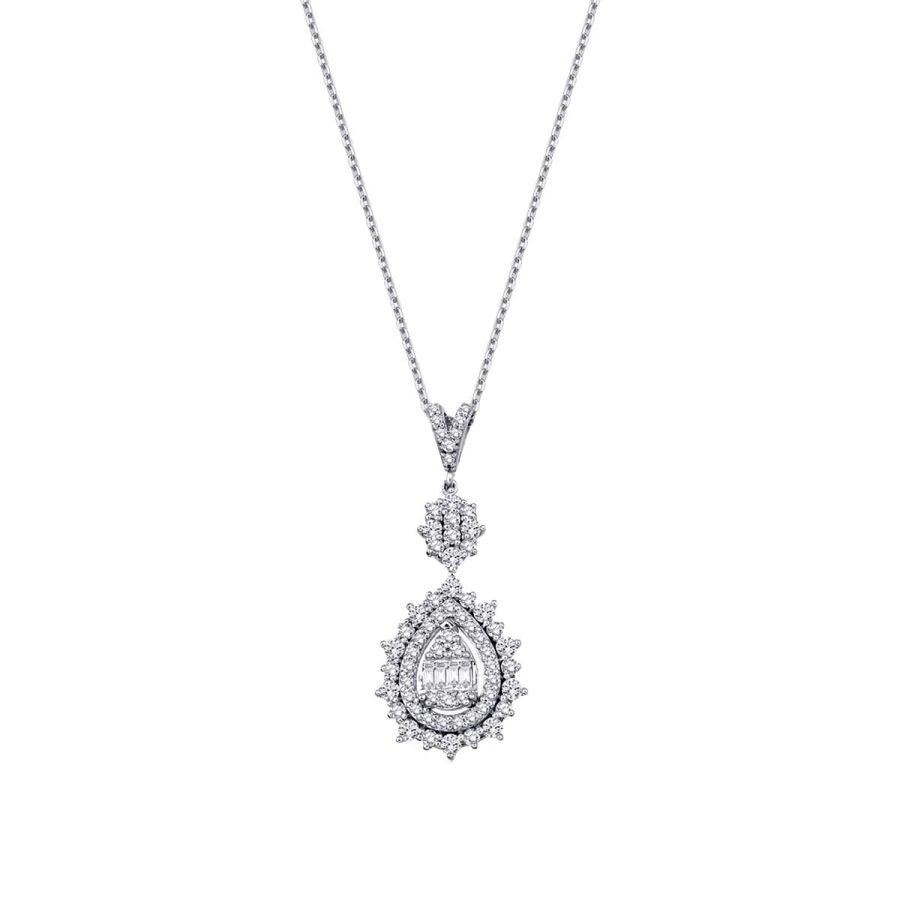 0.79 ct. Diamant Tropfen Baguette Halskette