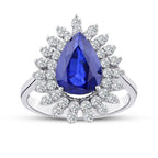 4.41 ct. Diamant Tropfen Saphir Ring