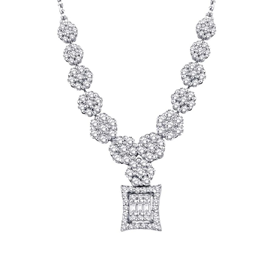 0.69 ct. Diamant Blumen Baguette Halskette