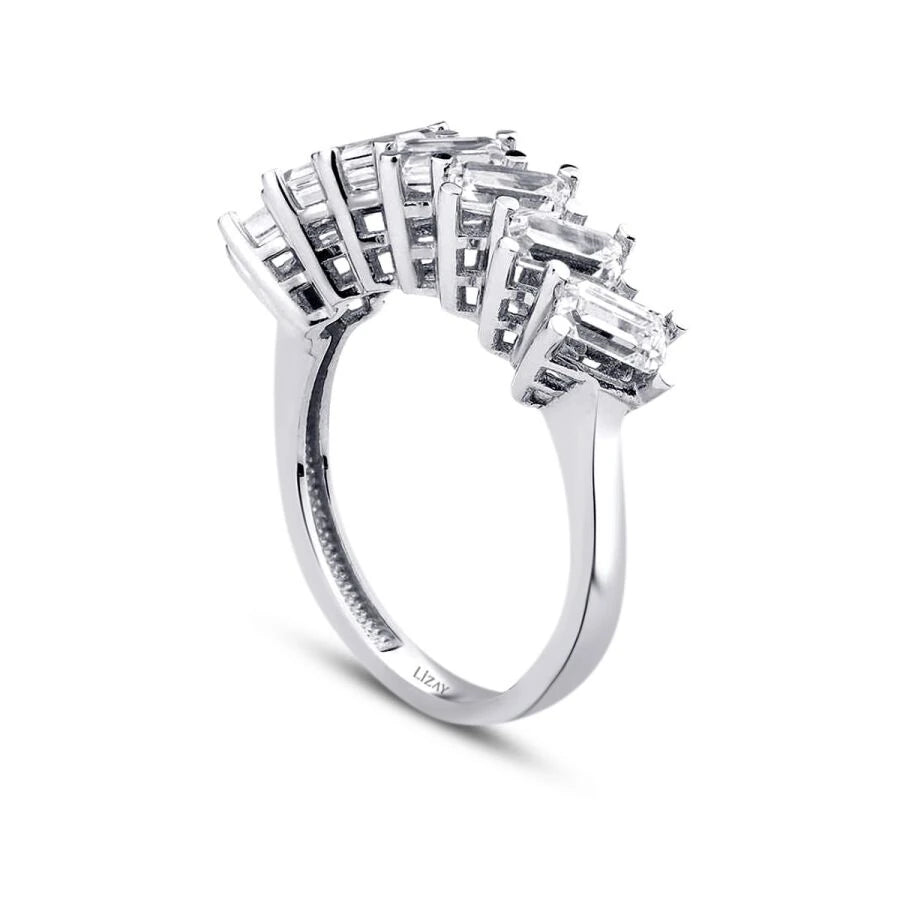 Gold Sieben-Stein Baguette Ring