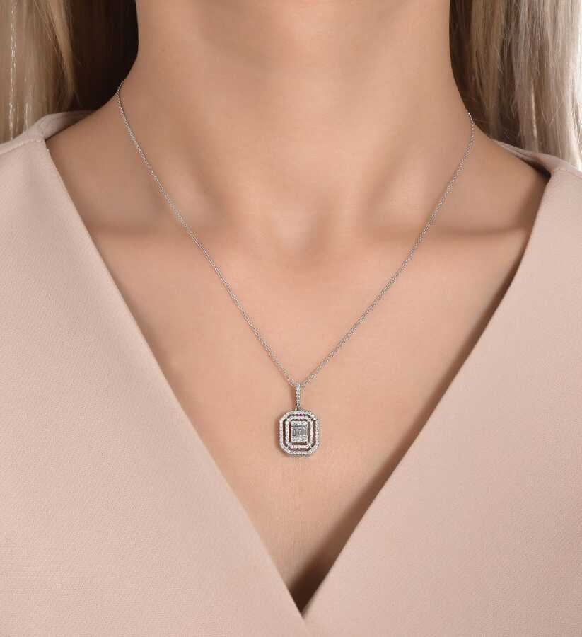 0.42 ct. Diamant Baguette Halskette