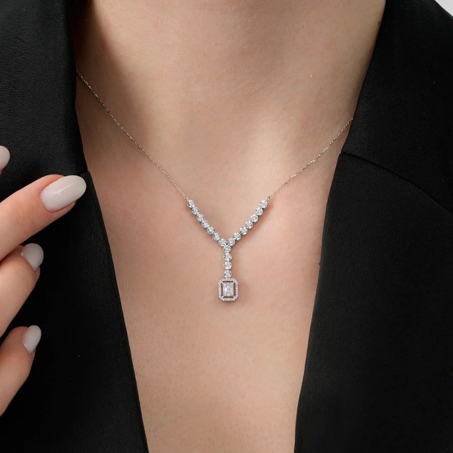 0.19 ct. Diamant Baguette Halskette