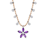 0.57 ct. Diamant Amethyst Blume Halskette