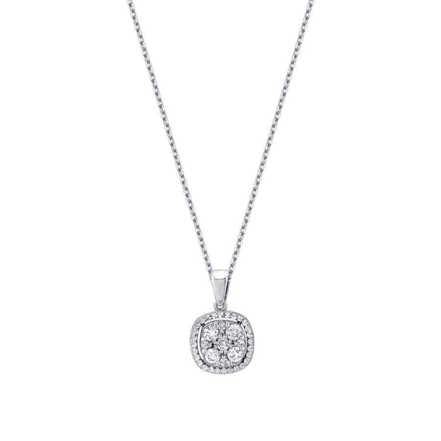 0.21 ct. Diamant Halskette mit Effekt Rand und Steinbesatz
