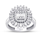 Gold Halo Ring mit Baguette-Steinen