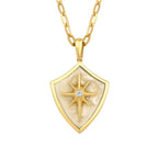 Gold Nordstern Emaille Halskette