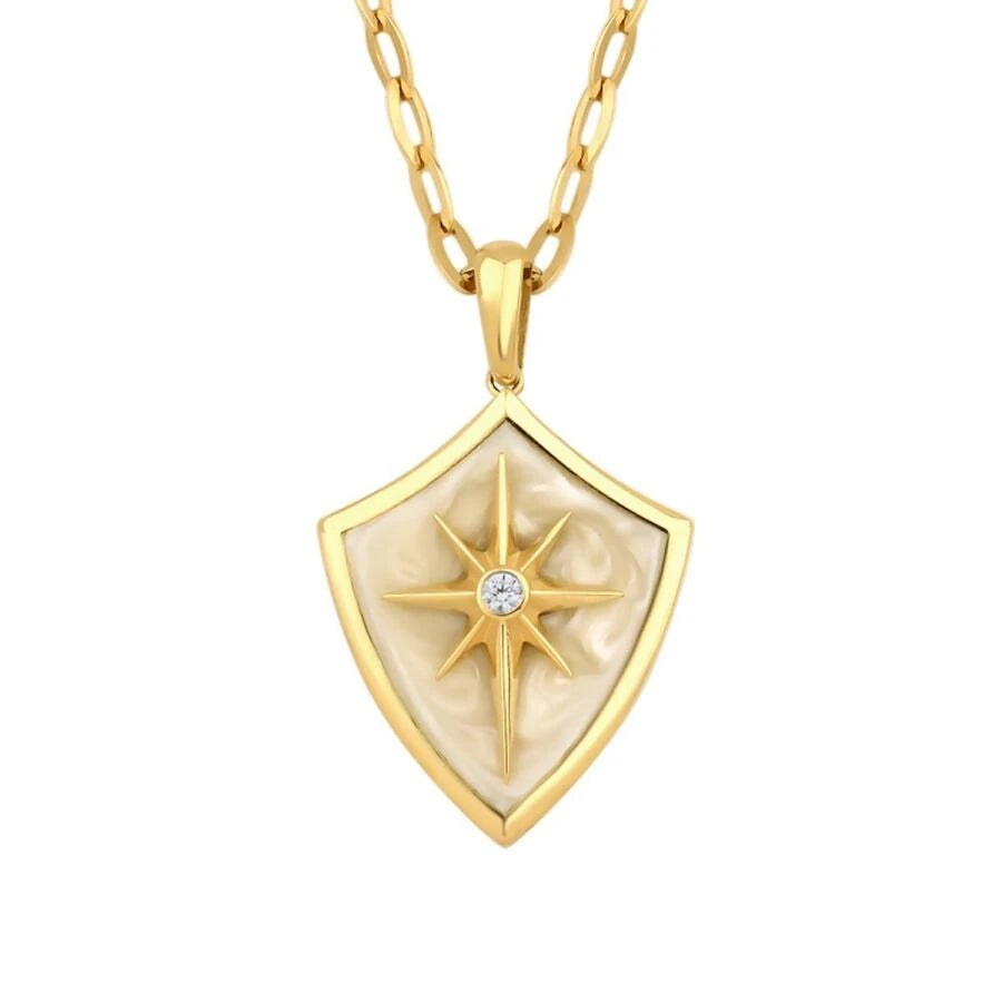 Gold Nordstern Emaille Halskette