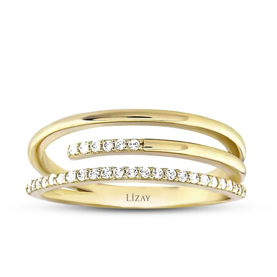 Gold Ring mit Drei Steinen