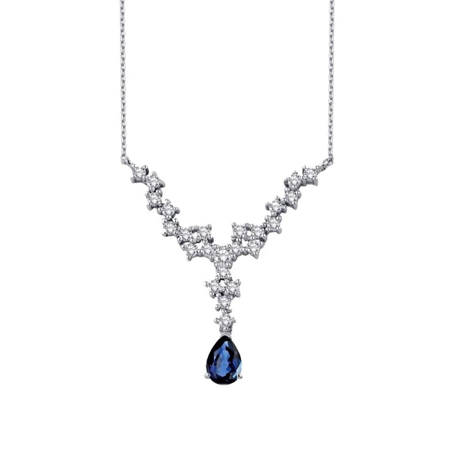 0.86 ct. Diamant Tropfen Saphir Halskette