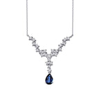 0.86 ct. Diamant Tropfen Saphir Halskette