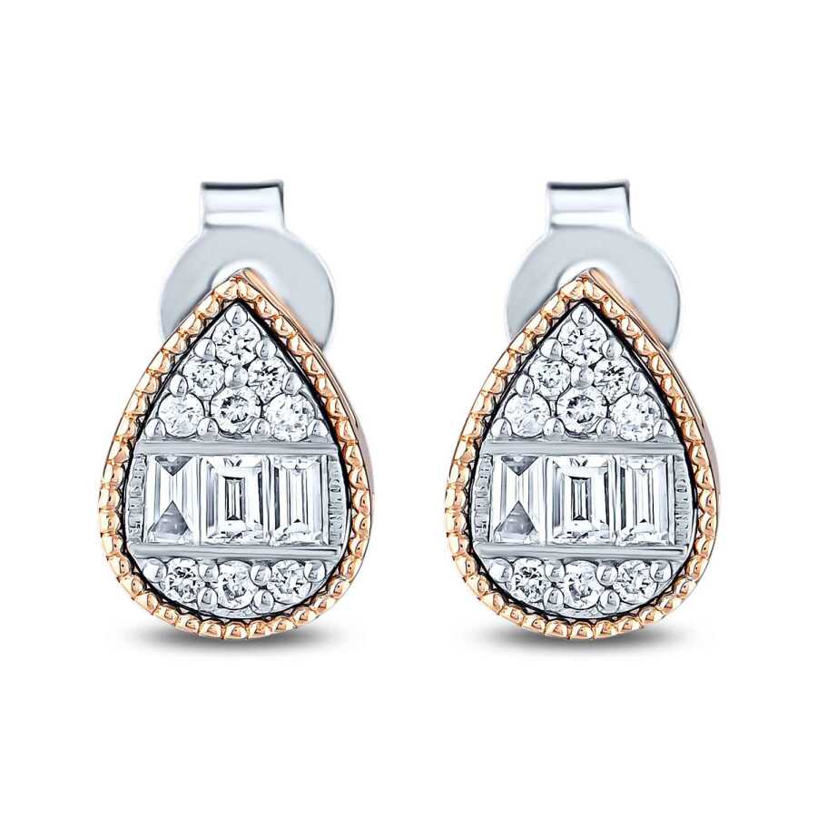 0.23 ct. Diamant Baguette Tropfen Ohrringe