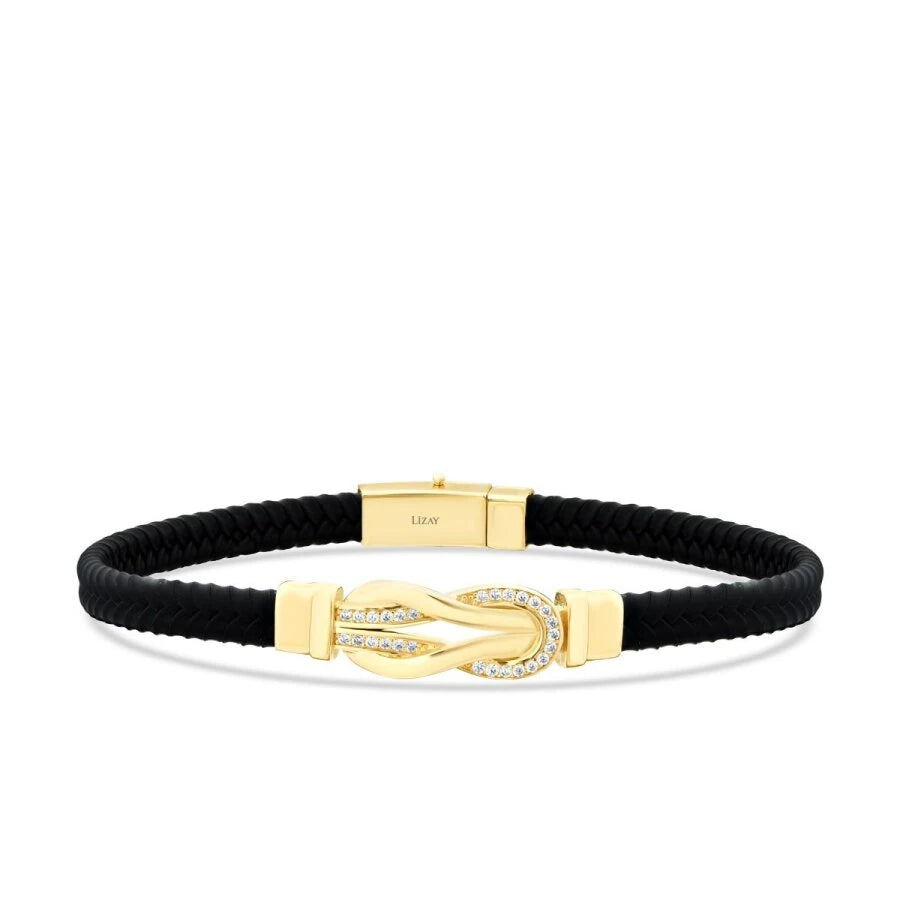 Gold Herren Armband mit Stein und Unendlichkeitssymbol