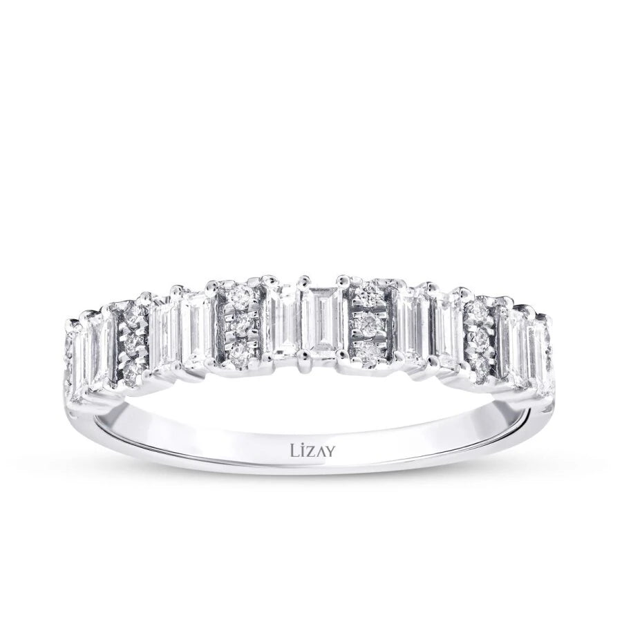 0.47 ct. Diamant Baguette Halb-Eternity Ring